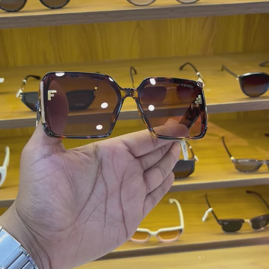 FENDI Brown Square Shape Premium Sunglasses