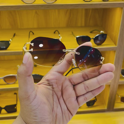 Cartier Oval Frameless Brown Shade Sunglasses